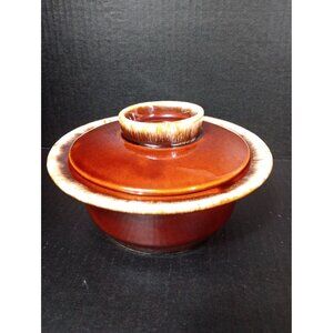 Vintage 1 qt Brown Drip Lidded Hull  USA Oven Proof Casserole Dish